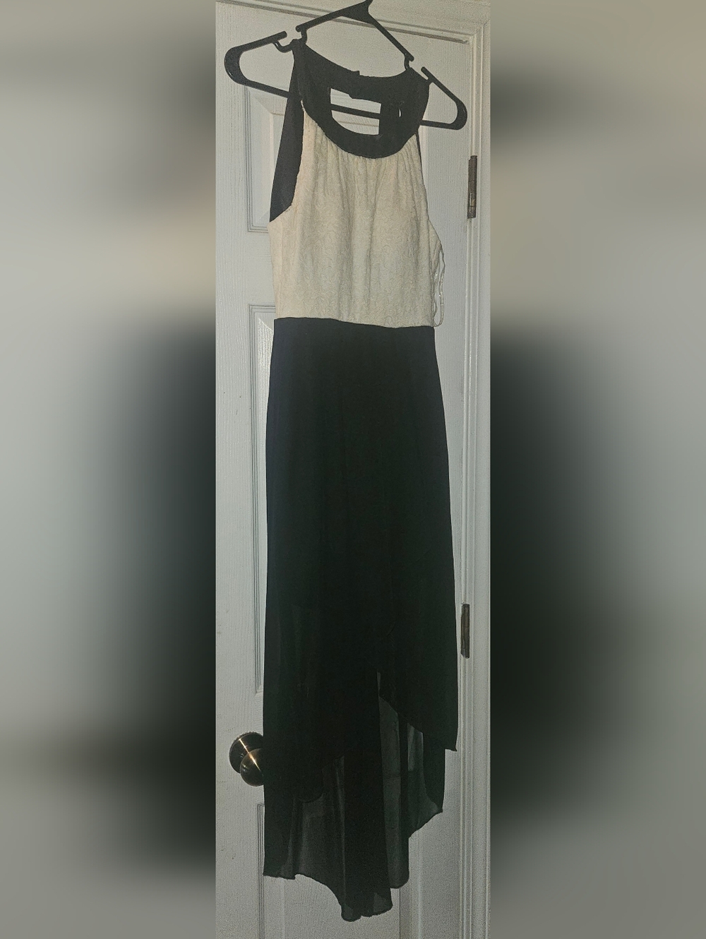 Emerald Sundae Black and Cream High-Low Dress